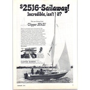 1971 Clipper Marine Mk21 Sailboat Vintage Print Ad Father Sons Sailing Wall Art